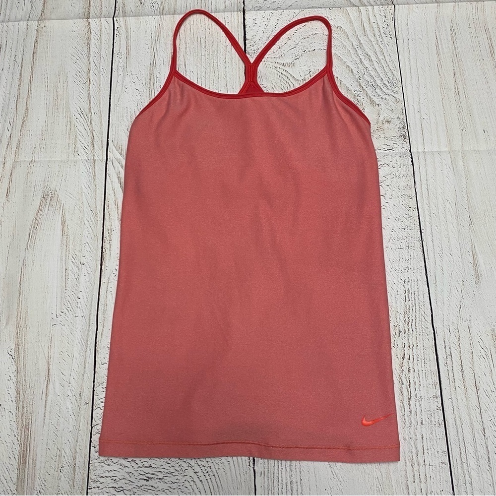 Nike racer back dri fit coral pink lined tank built in sports bra medium